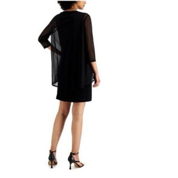 Connected Dress 20W Black Gold W Sheer Jacket Stretch Party Wedding Cruise NEW - Picture 4 of 14